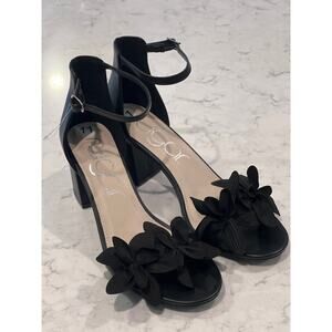NWOT‎ Sugar Women Sugar Norinne Open Toe Flower Dress Heel Sandals Size 11 Black